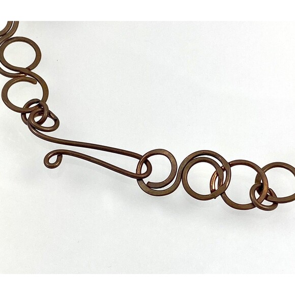 Vintage Rustic Tribal Western Oxidized Cooper Clay Beads Necklace 17" Handcraft - Picture 9 of 11